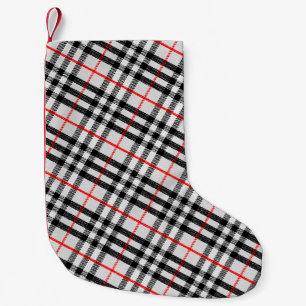 Meia De Natal Pequena Gingham Vermelho Branco Negro   Tecido verificado 