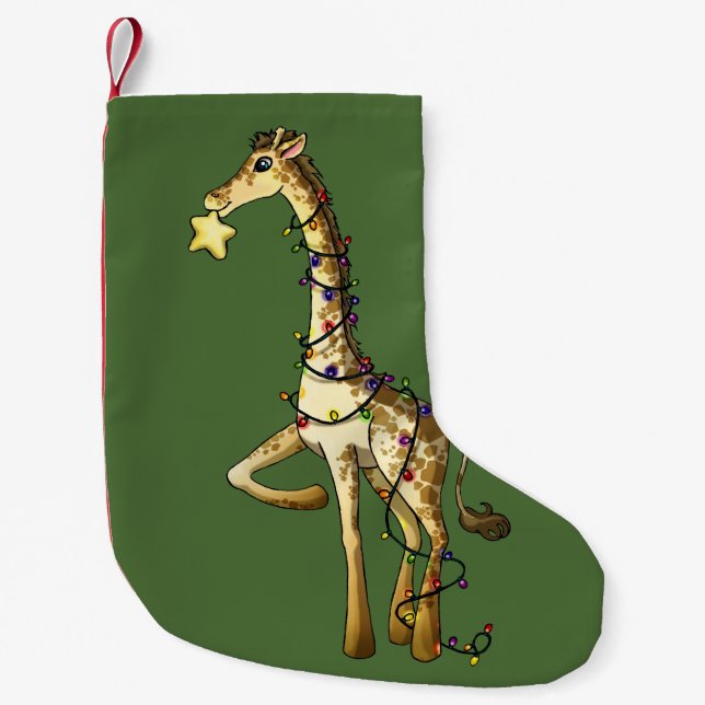 Meia De Natal Pequena Girafa brilhante (Frente)