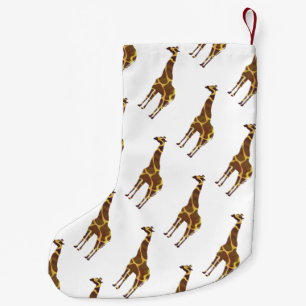 Meia De Natal Pequena Girafa Brown e silhueta amarela