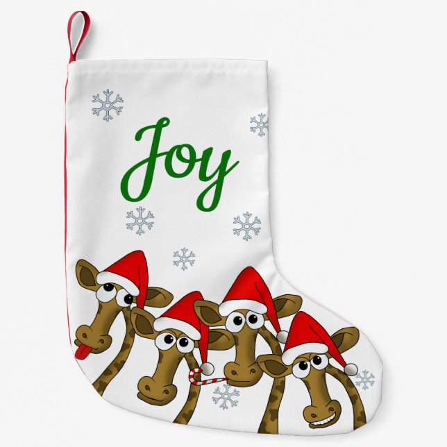 Meia De Natal Pequena Girafa de Natal (Frente)