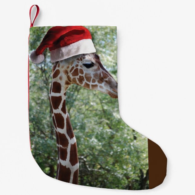 Meia De Natal Pequena Girafa de Natal (Frente)
