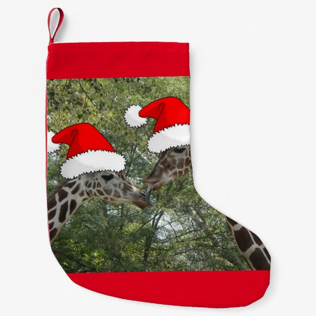 Meia De Natal Pequena Girafas de Natal (Frente)
