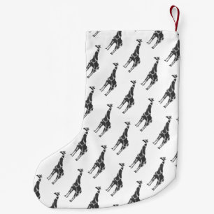 Meia De Natal Pequena Giraffe Black e Cinza Silhoutte
