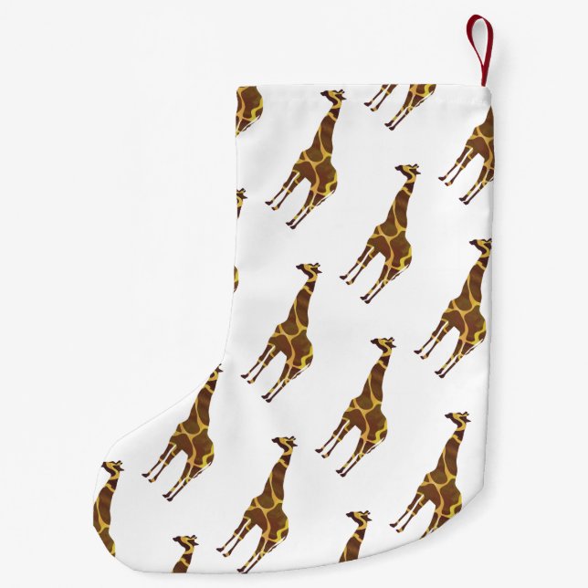 Meia De Natal Pequena Giraffe Brown e Silhueta Amarela (Verso)