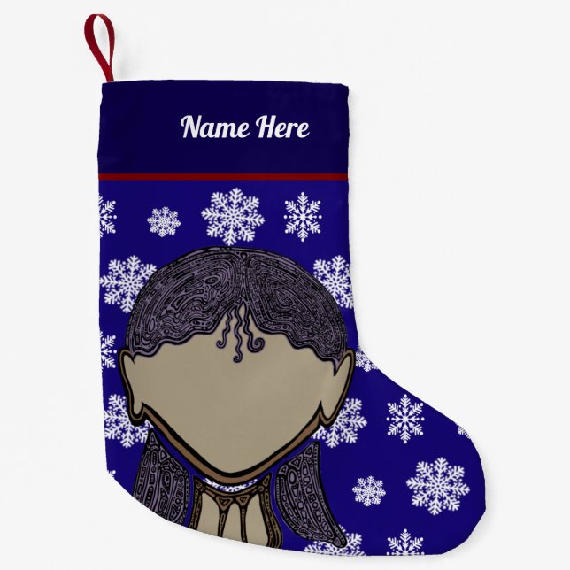 Meia De Natal Pequena Girl Silhouette Xmas stocking. (Frente)