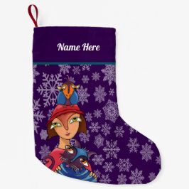 Meia De Natal Pequena Girl Silhouette Xmas stocking.