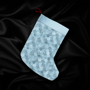 Meia De Natal Pequena Glitzy Scales Smermaid Cerca de Azul-Sparkle She
