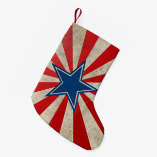 Meia De Natal Pequena Glória envelhecida - Estrelas e faixas vermelhas, 