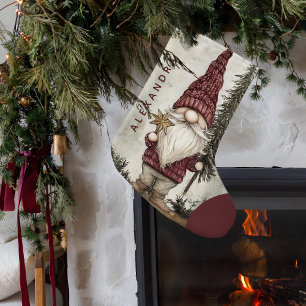 Meia De Natal Pequena Gnome de Natal para os Feriados Nome Personalizado