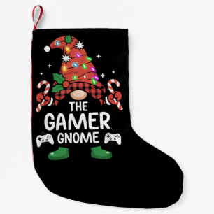 Meia De Natal Pequena Gnome Gamer Xmas Família Correspondente Plaid Búfa