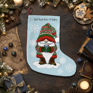 Meia De Natal Pequena Gnomo de Natal Vermelho Verde Fofo