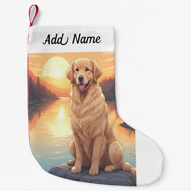 Meia De Natal Pequena Golden Retriever  Dog (Frente)