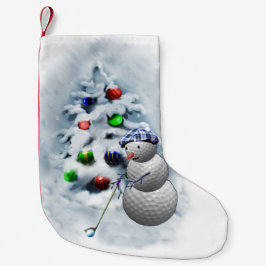 Meia De Natal Pequena Golf Ball Snowman Natal