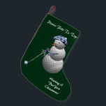 Meia De Natal Pequena Golfing Snowman Christmas<br><div class="desc">Qualquer fã de golfe ou jogador adorará pendurar este adorável boneco de neve para Papais noeis a preencher. Ideia de presente única para o Natal que os amantes do esporte vão gostar.</div>