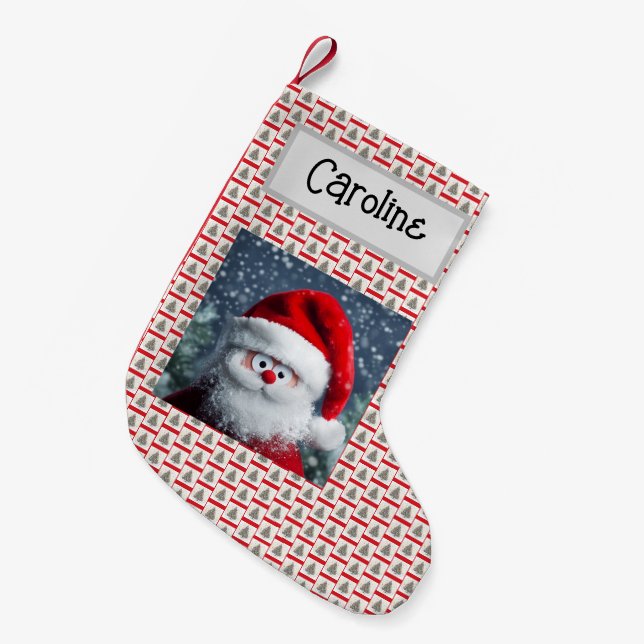 Meia De Natal Pequena Googly Vê Papais noeis Engraçados, Personalizados  (Frente (Pendurada))