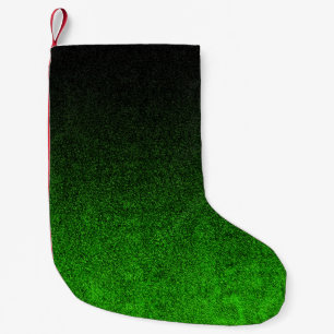 Meia De Natal Pequena Gradação da Brilhante Preta e Verde