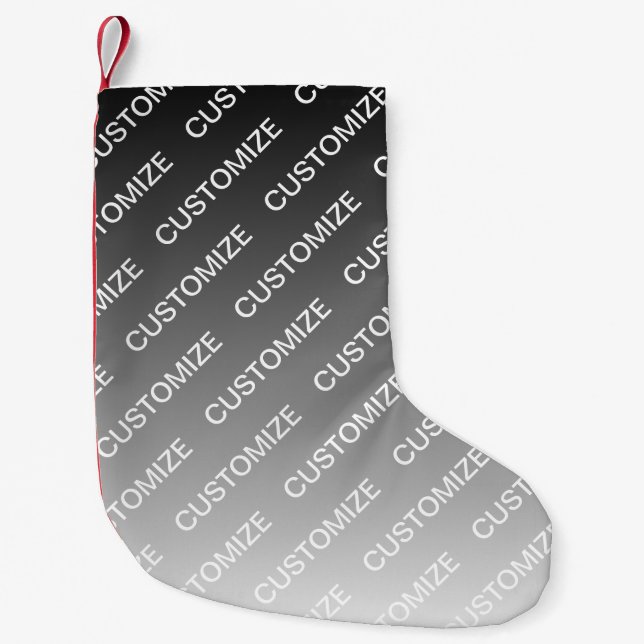 Meia De Natal Pequena Gray (changeable color) Ombre & Text Pattern (Frente)