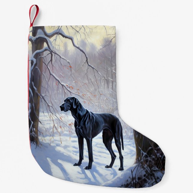 Meia De Natal Pequena Great Dane Deixe Nevar Natal (Frente)
