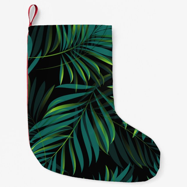Meia De Natal Pequena Green tropical palm leaves. Seamless pattern graph (Frente)