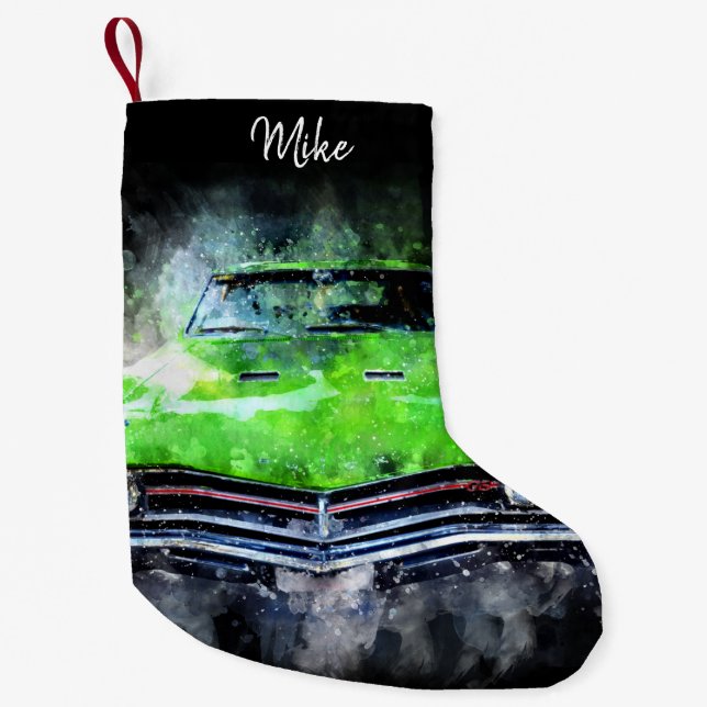 Meia De Natal Pequena Grelha de Hot Rod Estilizada Personalizada (Frente)