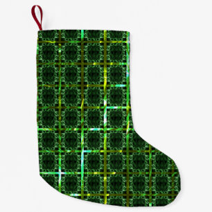 Meia De Natal Pequena Grelha verde envelhecida, verde amarelada ou croma