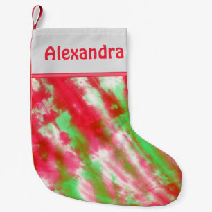 Meia De Natal Pequena Groovy Tie Dye Monogramas Diversão Natal Feriado