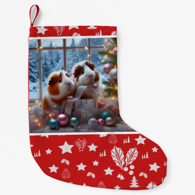 Meia De Natal Pequena Guinea Pigs' Christmas Stocking (Frente)