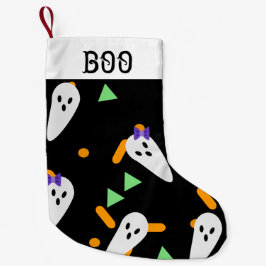 Meia De Natal Pequena Halloween Stocking | Cute Ghost Confetti
