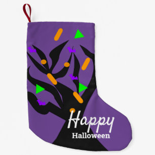 Meia De Natal Pequena Halloween Stocking   Préguas de árvores assustadas