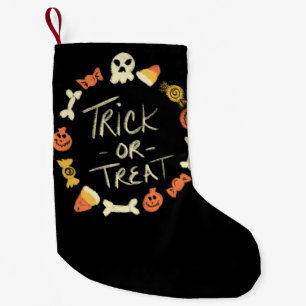 Meia De Natal Pequena Halloween Stocking   Trecho de Spooky ou Treat Wre