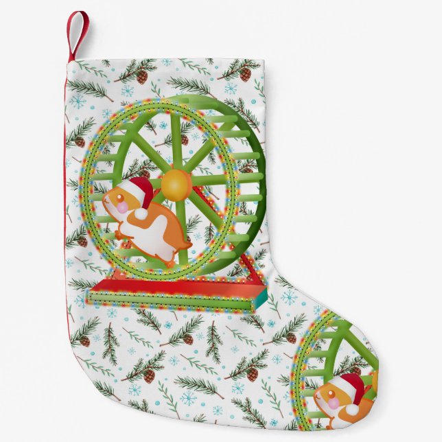 Meia De Natal Pequena hamster do xmas santa claus (Frente)