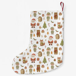 Meia De Natal Pequena Hand Drawn Christmas Woodland - Christmas Stocking