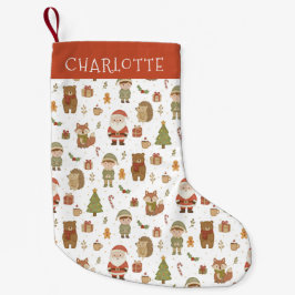 Meia De Natal Pequena Hand Drawn Woodland Animals Christmas Stocking