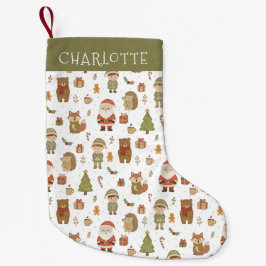 Meia De Natal Pequena Hand Drawn Woodland Animals Christmas Stocking
