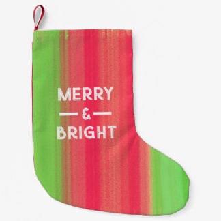 Meia De Natal Pequena Hand Painted Merry and Bright