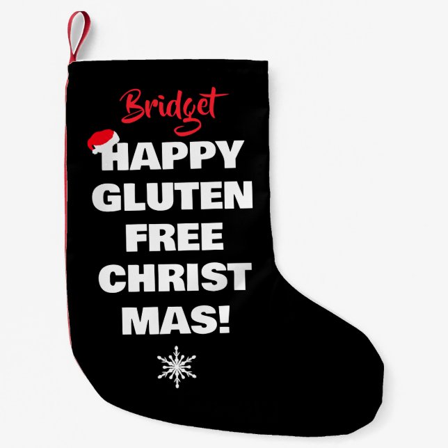 Meia De Natal Pequena Happy Gluten Free Christmas  (Frente)