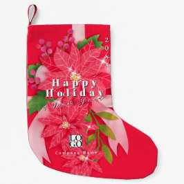 Meia De Natal Pequena Happy Holiday New Year Business Logo Red