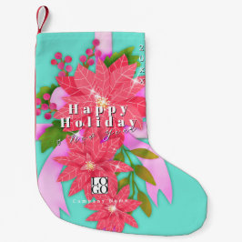 Meia De Natal Pequena Happy Holiday New Year Business Logo Teal