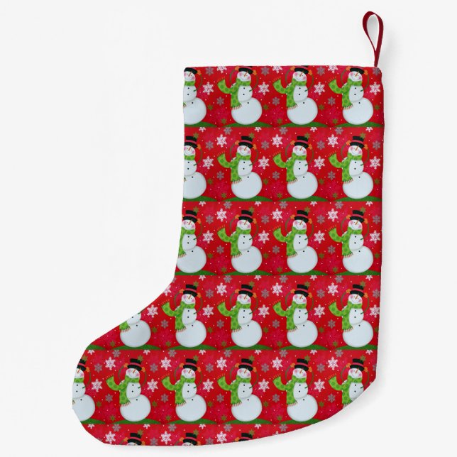 Meia De Natal Pequena Happy Snowman (Verso)
