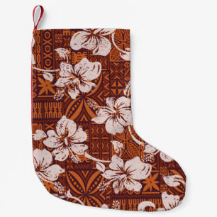 Meia De Natal Pequena Havaiano Tribal: Folheto de Hibiscus