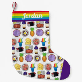 Meia De Natal Pequena Hawaiai Comida Loco Moco Ahi Tuna Poké Musubi