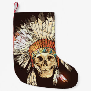 Meia De Natal Pequena Headdress Nativo Americano Desenhado à Mão com H
