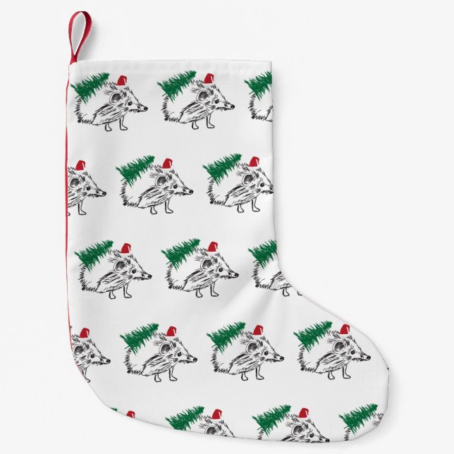 Meia De Natal Pequena Hedgehog Christmas Stocks (Frente)