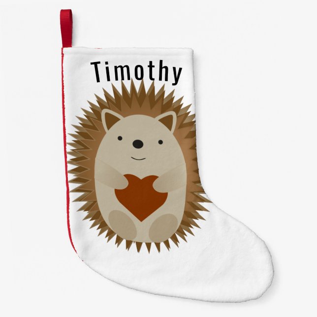 Meia De Natal Pequena Hedgehog Heart (Frente)