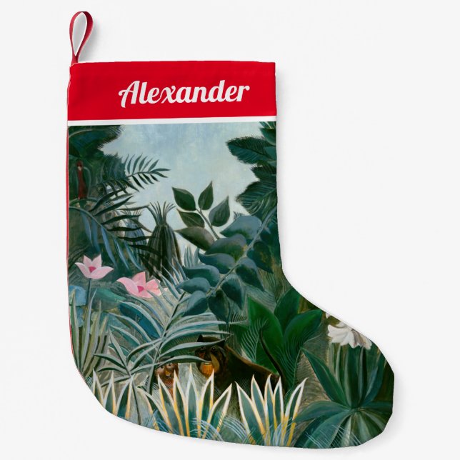 Meia De Natal Pequena Henri Rousseau - A Selva Equatorial (Frente)