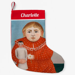 Meia De Natal Pequena Henri Rousseau - Criança com uma Doll