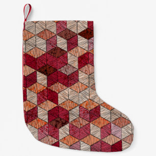 Meia De Natal Pequena Hexágonos Bordados: Impressão de Patches Boêmia.