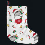 Meia De Natal Pequena Hippo Christmas Snow Winter Animais Hippos<br><div class="desc">O hipopótamo no Natal com um chapéu de Papai Noel. Animais engraçados com estocagem de Natal e neve para as férias. Hippos são animais bonitos e perfeitos para o Natal.</div>