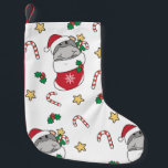 Meia De Natal Pequena Hippo Christmas Snow Winter Animais Hippos<br><div class="desc">O hipopótamo no Natal com um chapéu de Papai Noel. Animais engraçados com estocagem de Natal e neve para as férias. Hippos são animais bonitos e perfeitos para o Natal.</div>