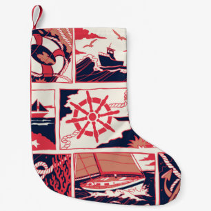 Meia De Natal Pequena História marinha